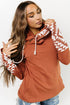 Aztec Print Patchwork Thumb Hole Hoodie
